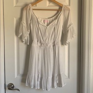 Pink lily white mini dress